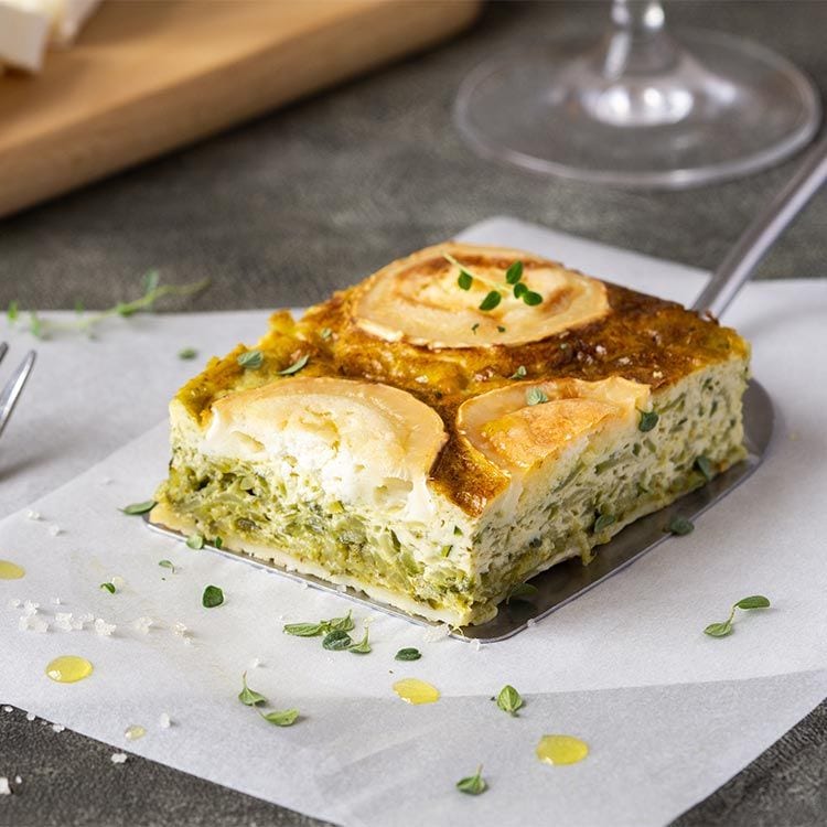Pastel de queso de cabra y calabacín Pastel de queso de cabra y calabacín