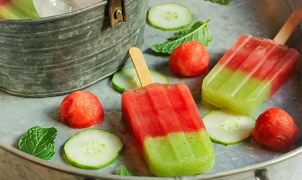 Polos de sandía y pepino Polos de sandía y pepino