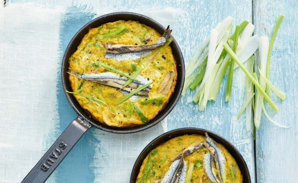 'Frittata' de sardinas frescas y puerro