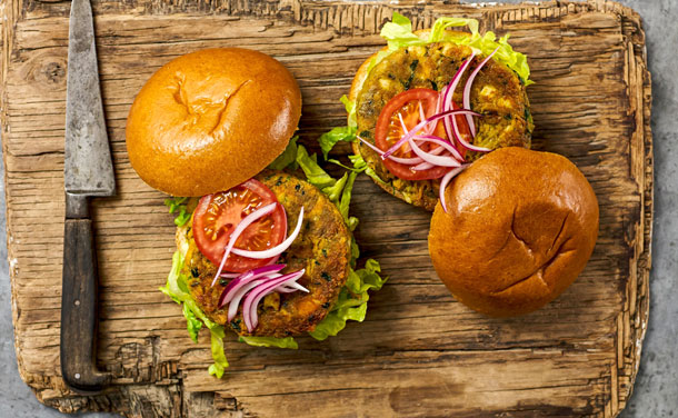 Hamburguesa vegetal con queso 'halloumi' Hamburguesa vegetal con queso 'halloumi'