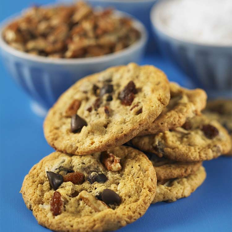'Cookies' con chocolate, pasas y frutos secos 'Cookies' con chocolate, pasas y frutos secos