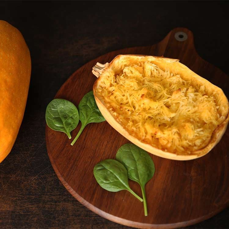 Calabaza espagueti asada con queso
