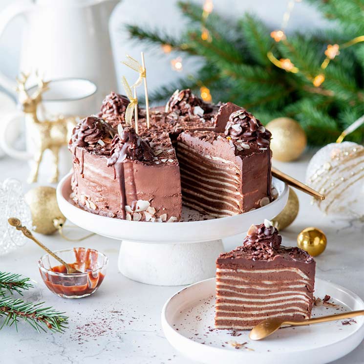 Tarta de crepes con chocolate