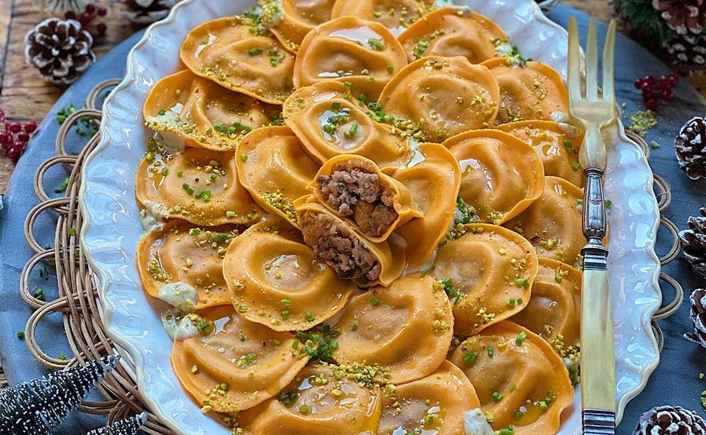 'Anolini' de calabaza con carne de cordero