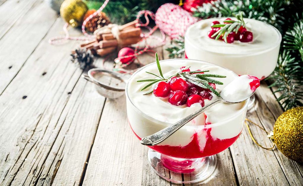 Crema de queso y yogur con arándanos