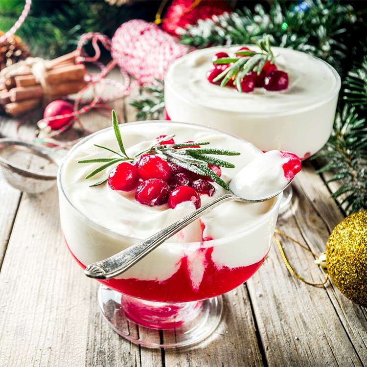 Crema de queso y yogur con arándanos