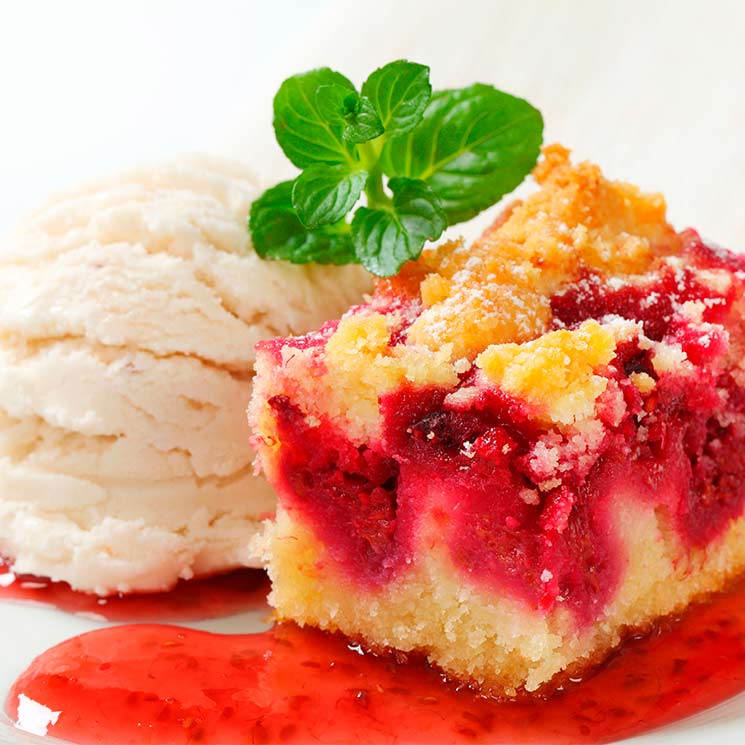 Bizcocho 'crumble' de cerezas