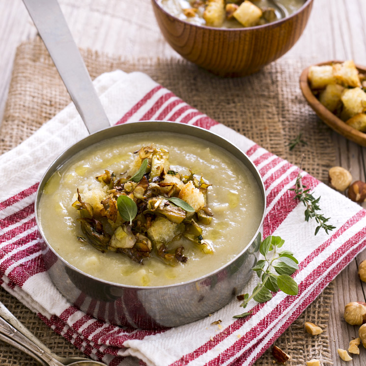 Puré de patatas y alcachofas
