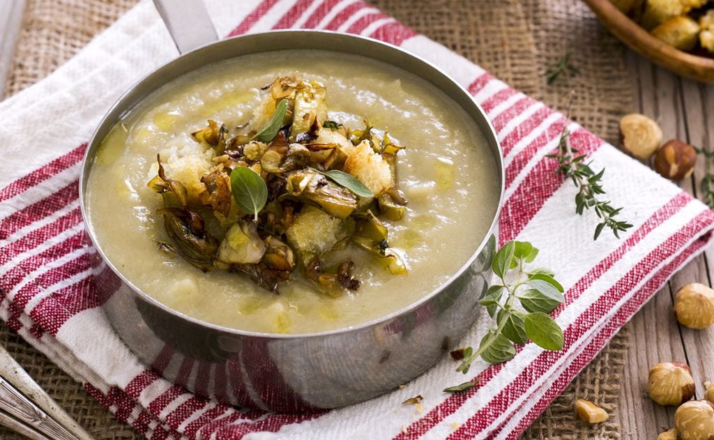 Puré de patatas y alcachofas