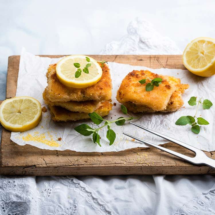 Mini escalopes de polenta y queso