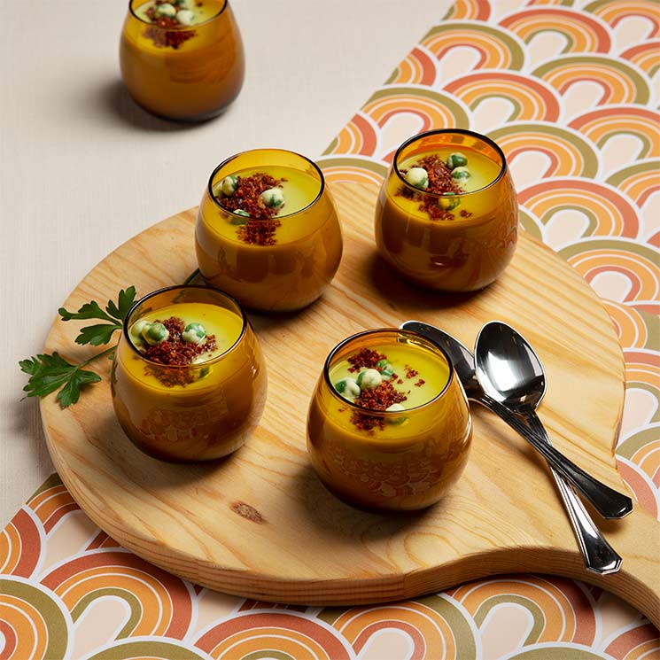 Vichyssoise de guisantes con chispa