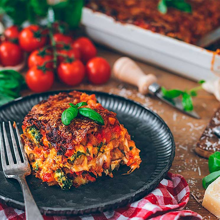 Lasaña de verduras con crema de Grana Padano