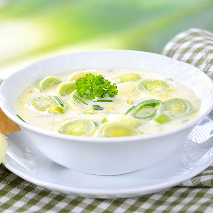 Porrusalda con queso de cabra