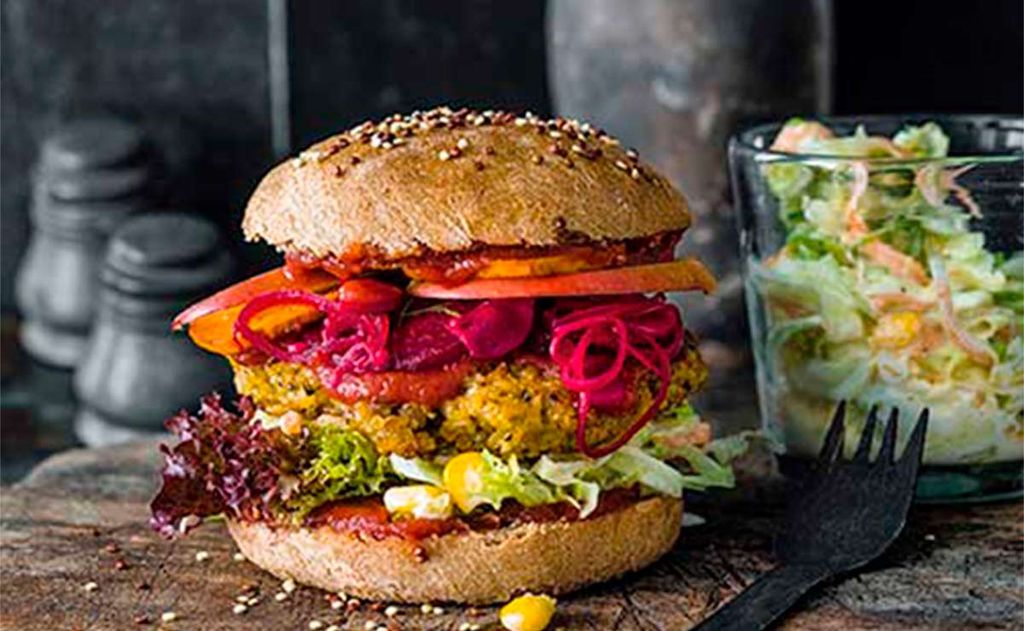 Hamburguesas de quinoa, lenteja naranja y setas