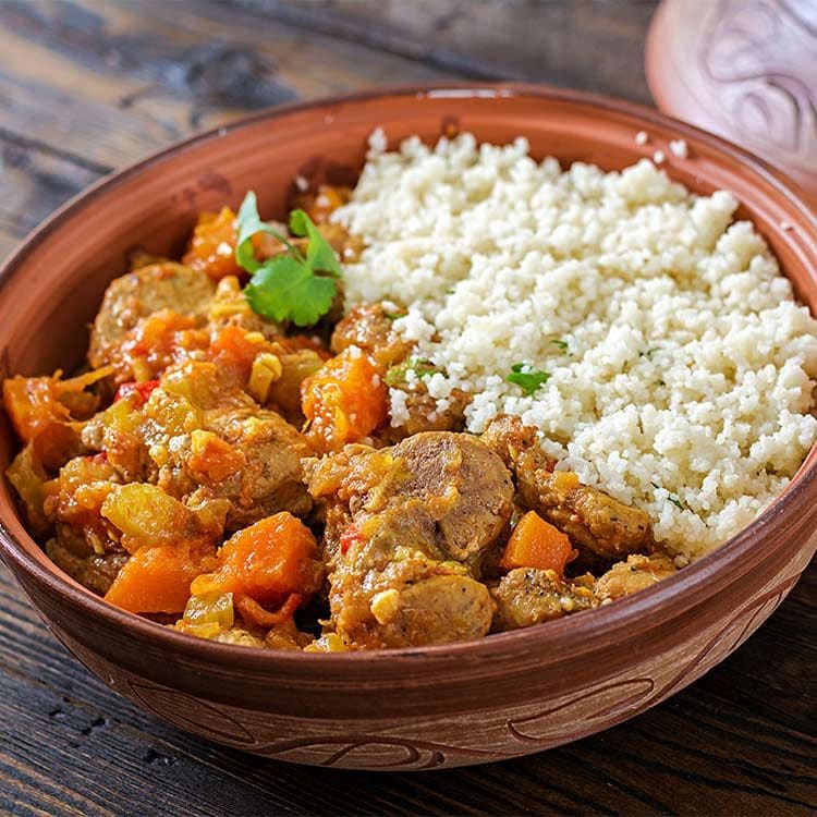 Tajine de cordero con calabaza y cuscús