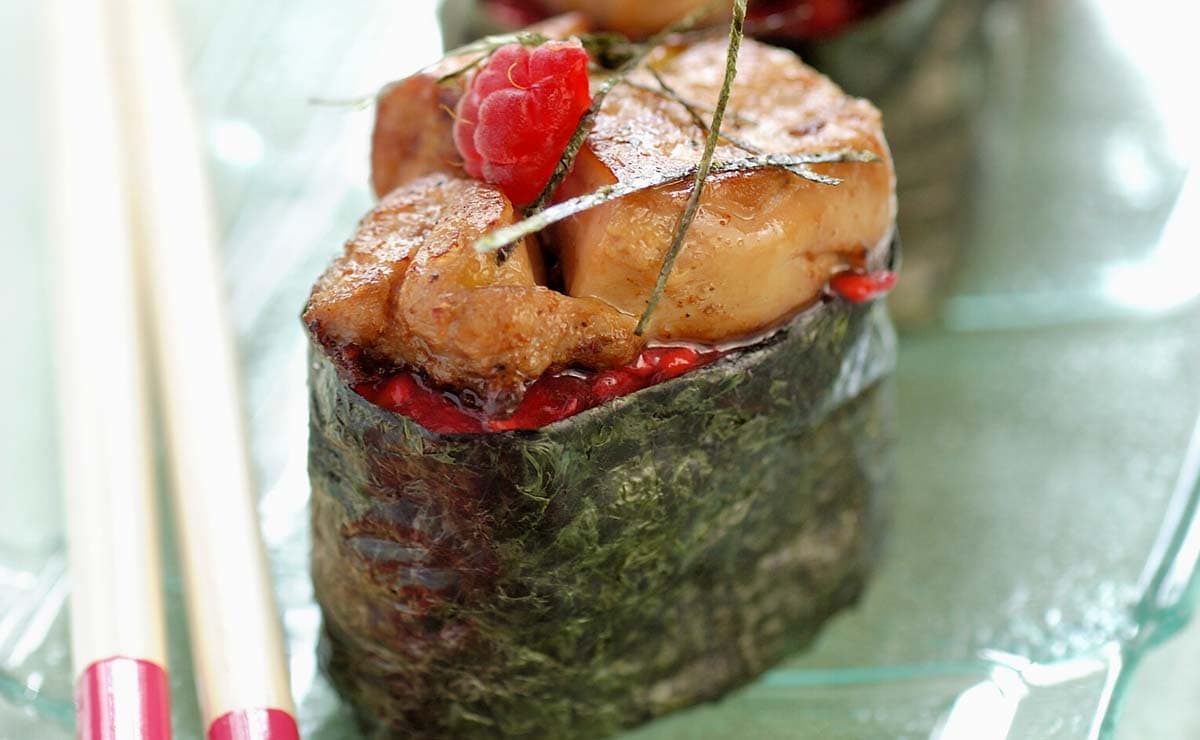 'Maki sushi' de foie y frambuesa