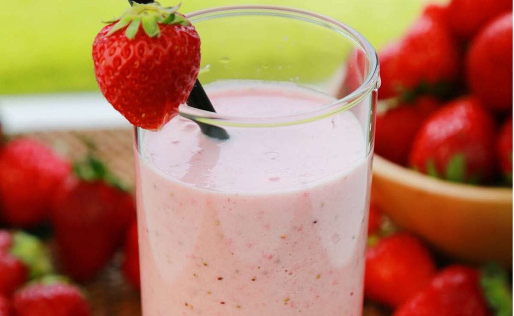 Batido de fresas con miel de brezo