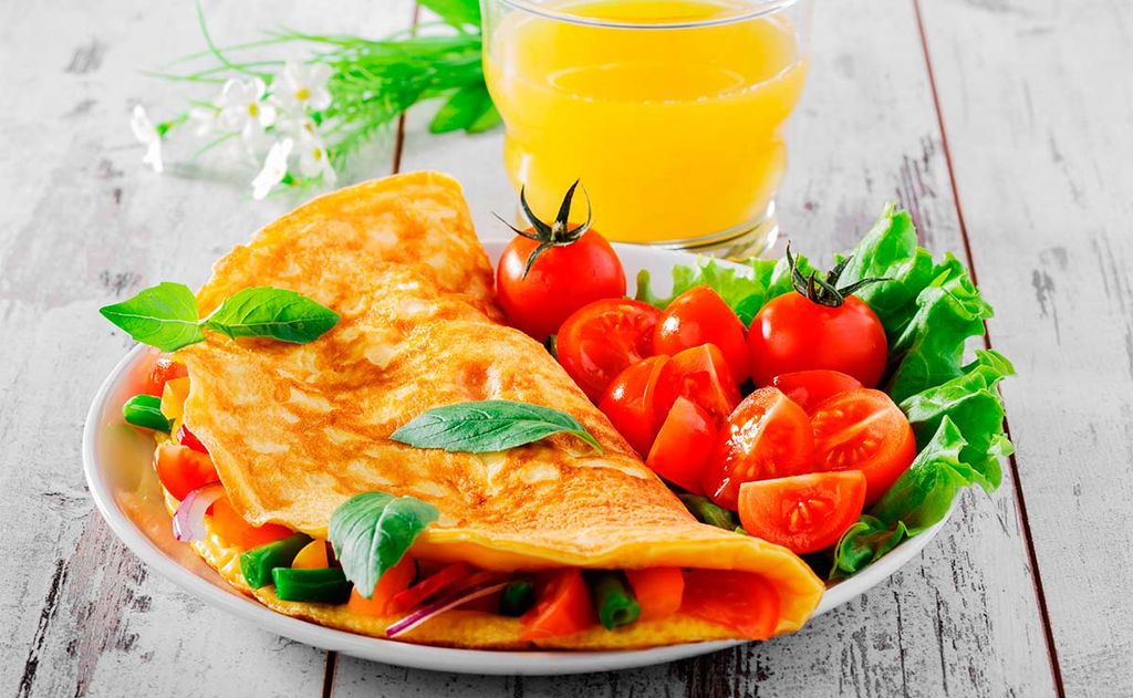 Tortilla vegetal con tomates cherry