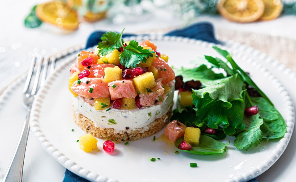 Tarta de queso con salmón noruego