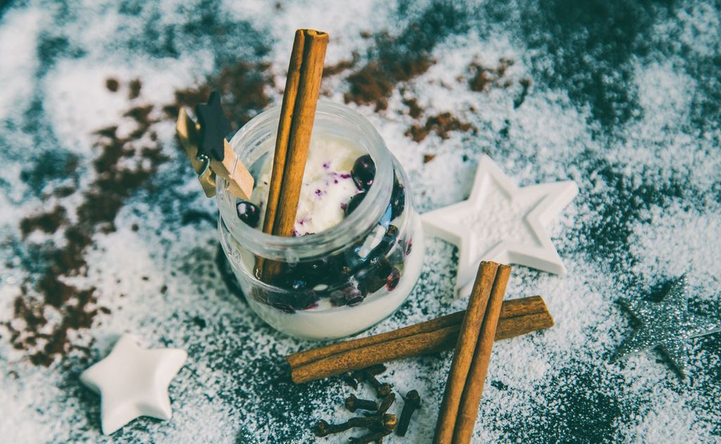 Sorbete de coco con arándanos