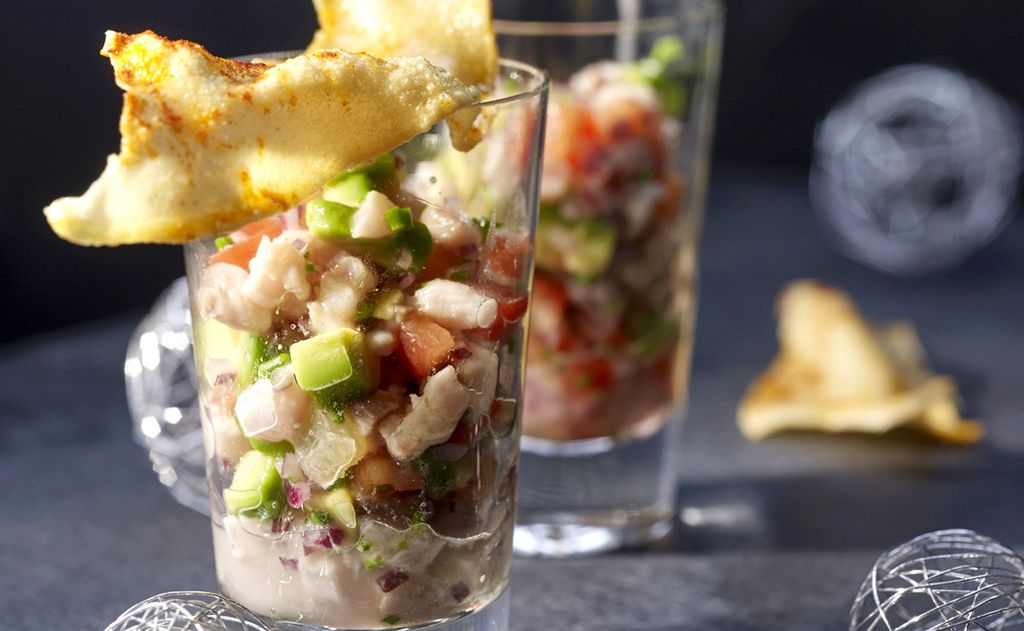 Vasito de ceviche de bacalao