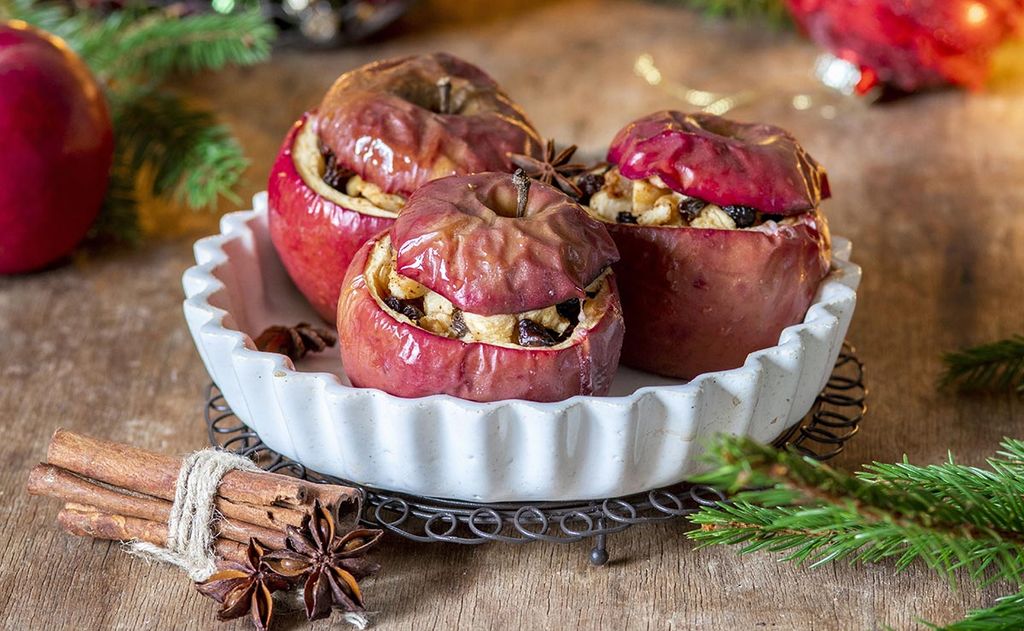 Manzanas asadas con pasas y frutos secos