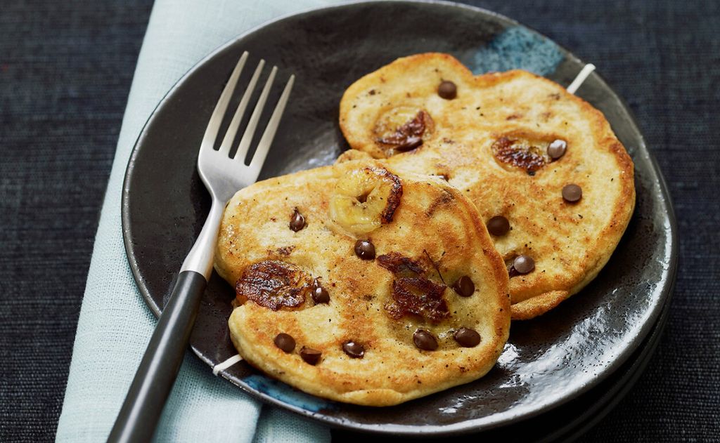 Tortitas con plátano y chocolate