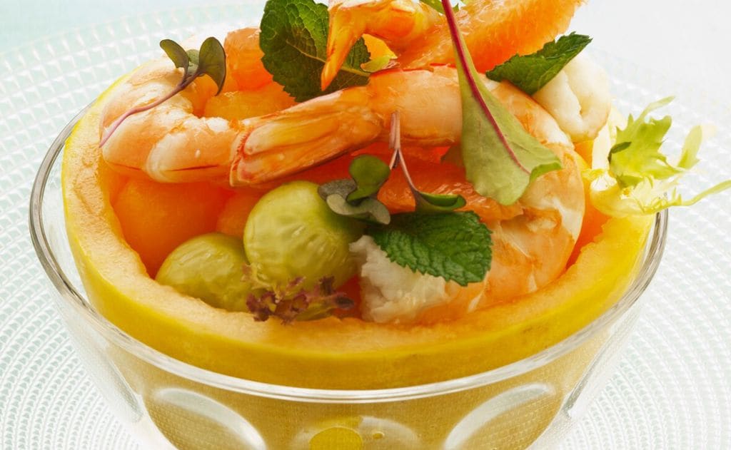 Ensalada de melón con gambas