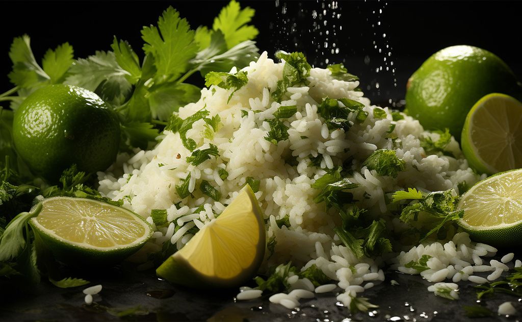 Arroz con cilantro, lima y limón