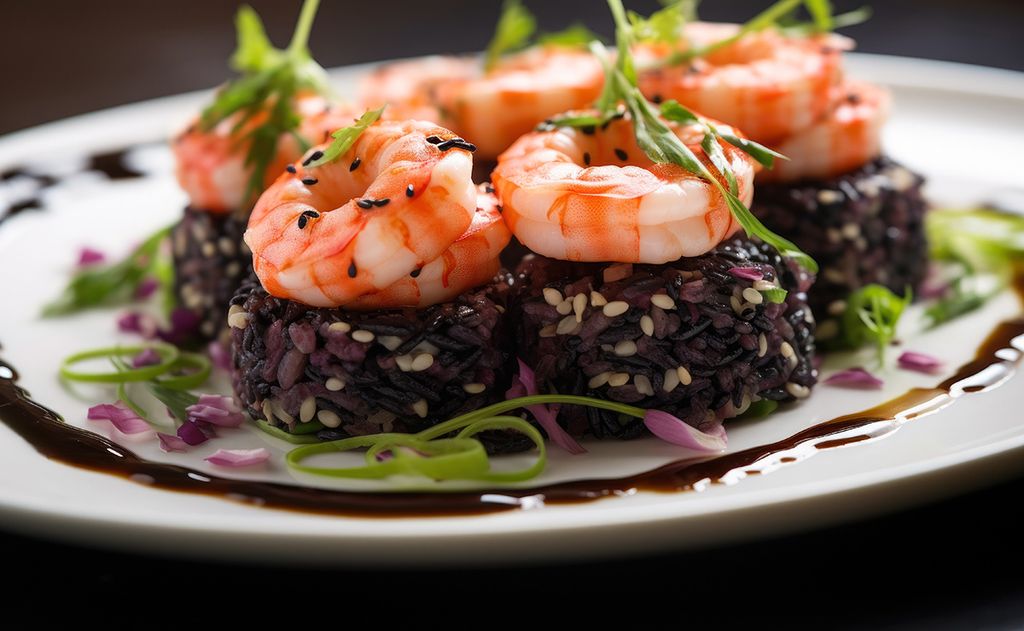 Bocaditos de arroz venere con gambas