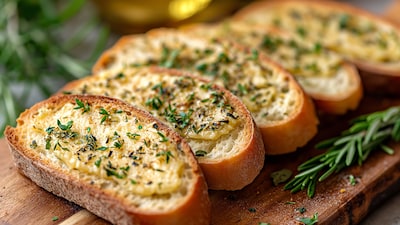 Pan con mantequilla de ajo y hierbas