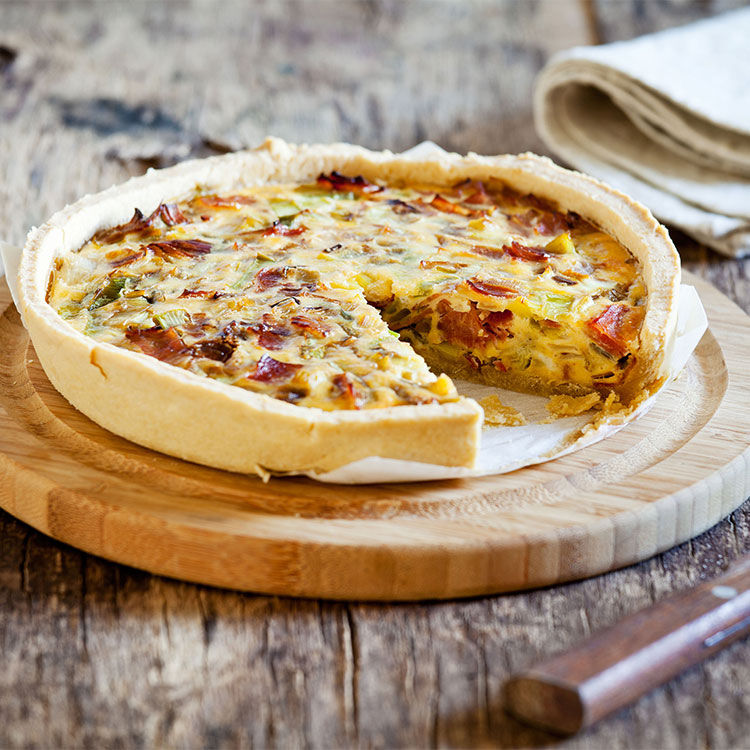 Quiche de guisantes y beicon