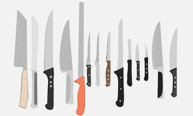 Diferentes tipos de cuchillos