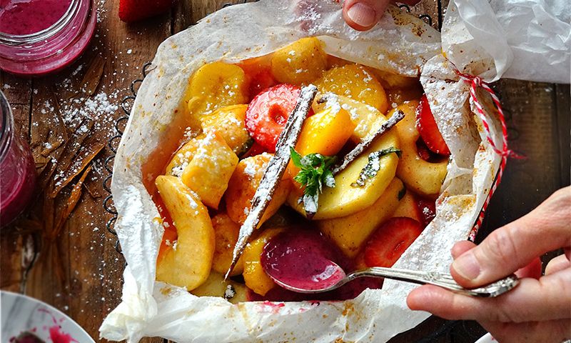 Cómo hacer papillote de frutas paso a paso