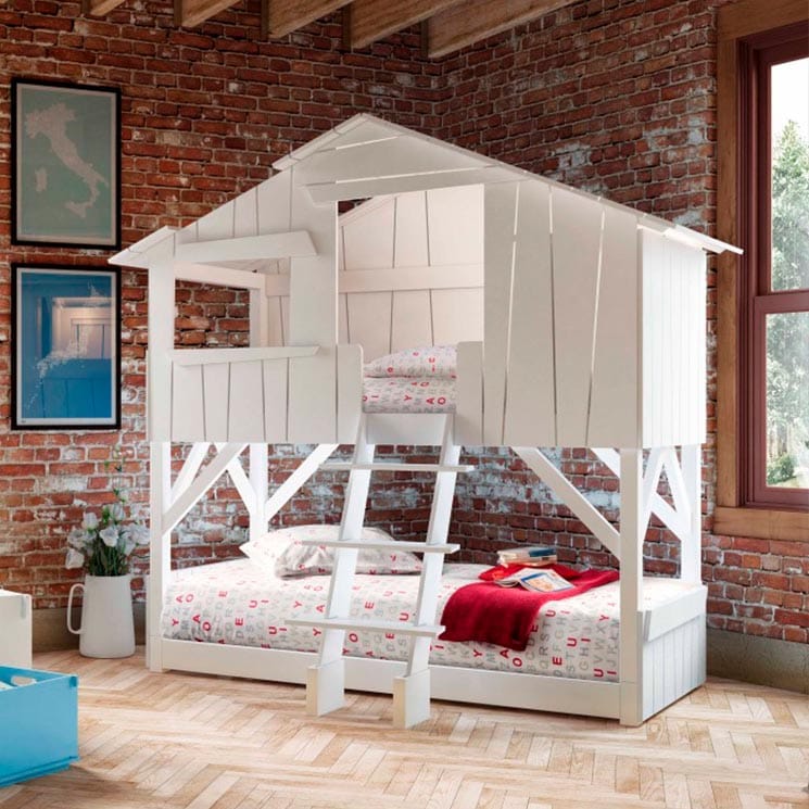 Cama infantil con salir caso protección 90x200cm casa de madera natural camas casa casa cama 