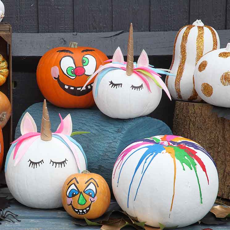 Prepara un Halloween alternativo decorando estas calabazas llenas de color y fantasía