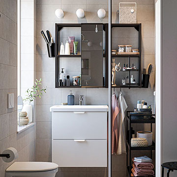Muebles auxiliares de baño para espacios únicos