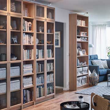 Armario librería alto con puertas correderas de cristal, Muebles de  oficina