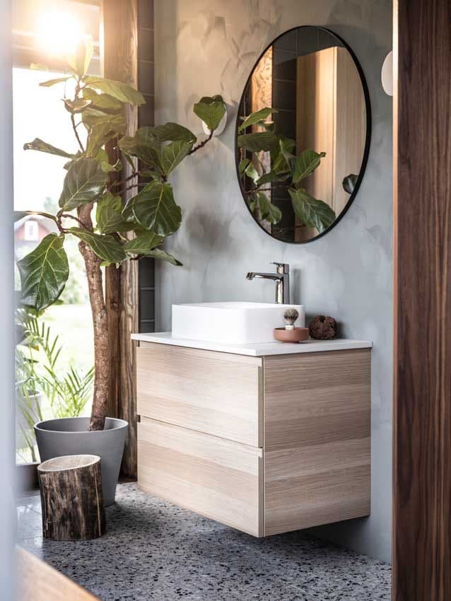 Baño de estilo escandinavo con luz natural