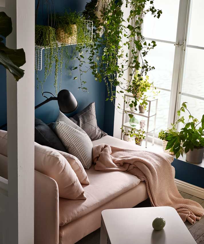 Rincón decorado con plantas