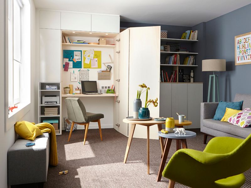 Escritorios dentro de armarios, una buena solución para teletrabajar en