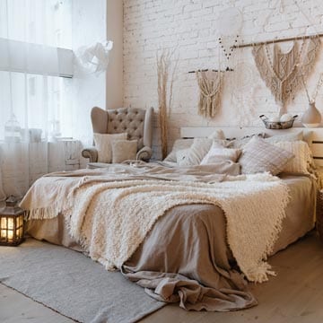 Boho Design pie lámpara bambú entramado dormitorio textil mantas eh lámpara