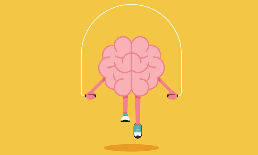 ilustración de un cerebro haciendo ejercicio