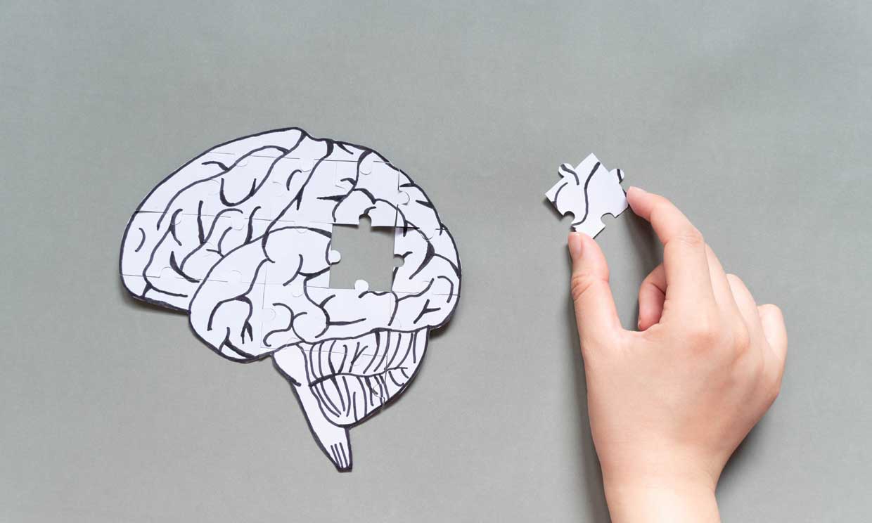Ilustraciones representando el cerebro como un puzzle