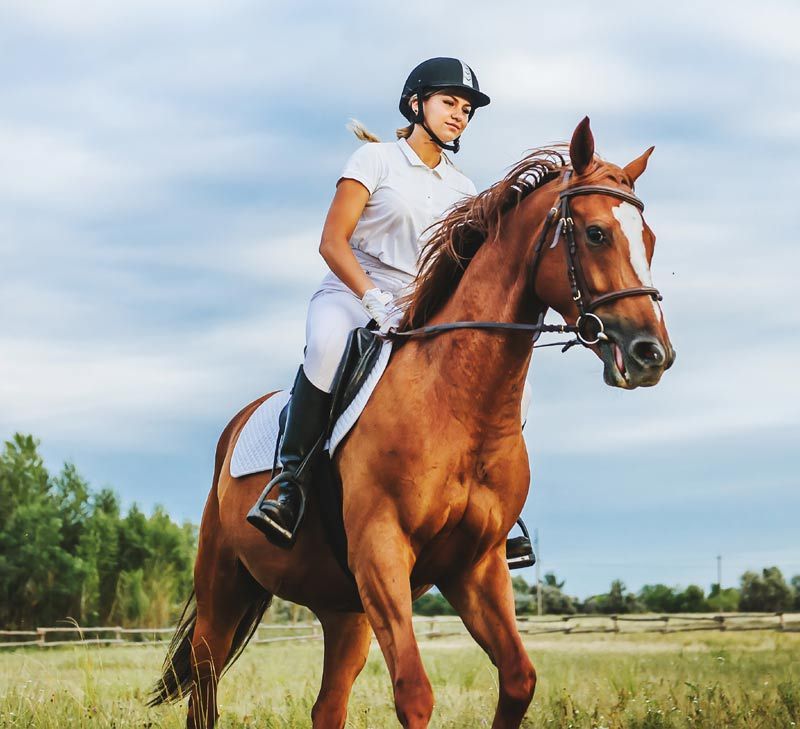 Mulher andando a cavalo
