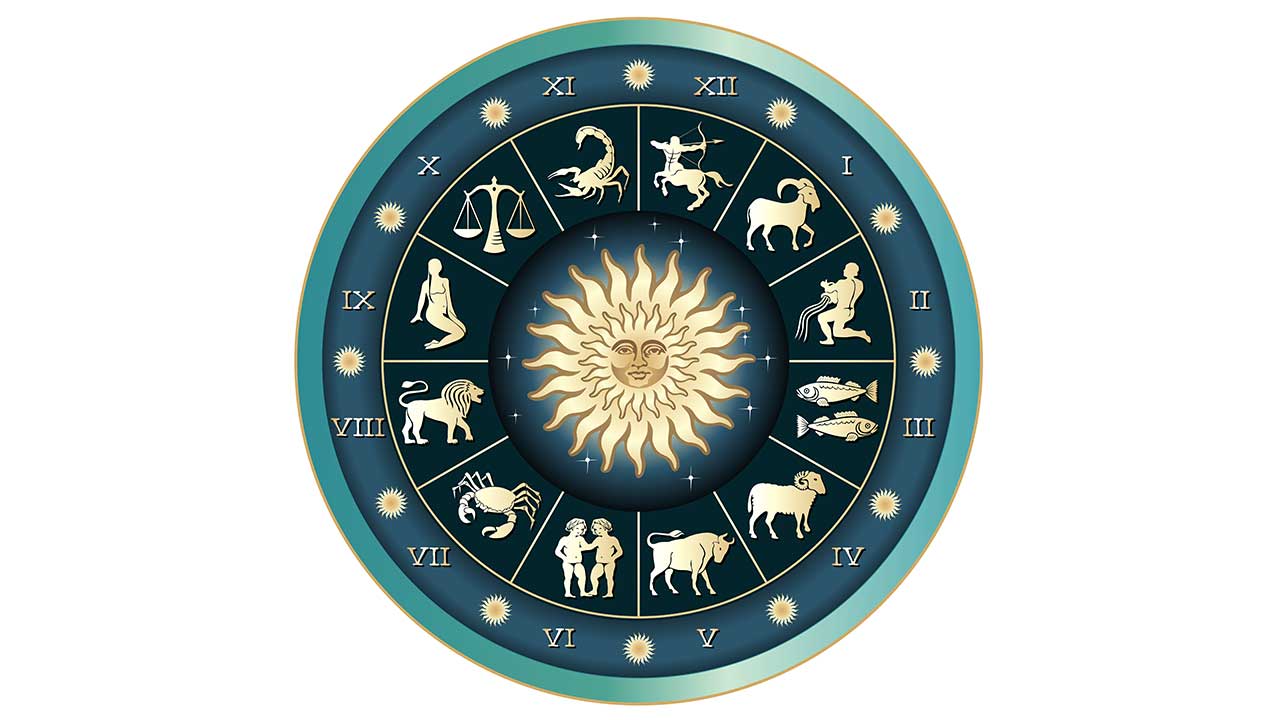 Los signos del horóscopo en una rueda en la que se especifican los meses del año
