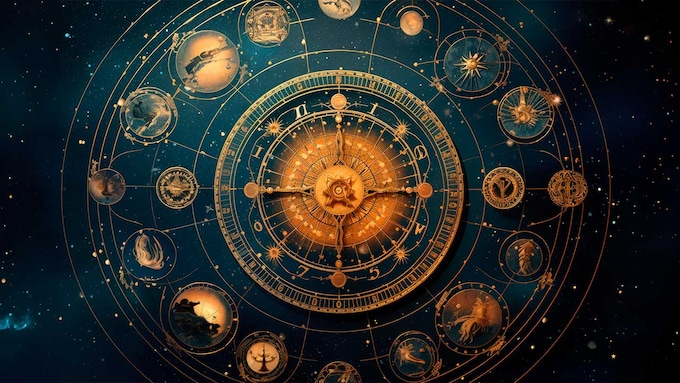 Rueda del Zodiaco con los símbolos de los signos del zodiaco
