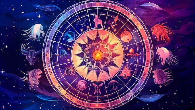 Fondo astrológico abstracto con signos del zodíaco Fondo del horóscopo astrológico