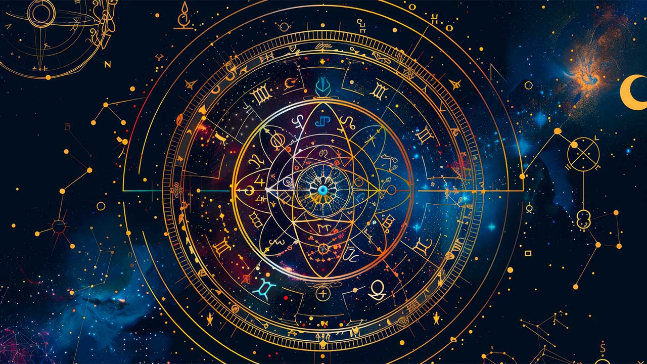 La rueda de los signos del zodiaco con sus correspondientes símbolos