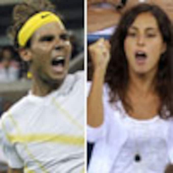 Rafa Nadal y María Francisca Perelló celebran juntos la victoria del tenista en su debut en el Abierto de Estados Unidos